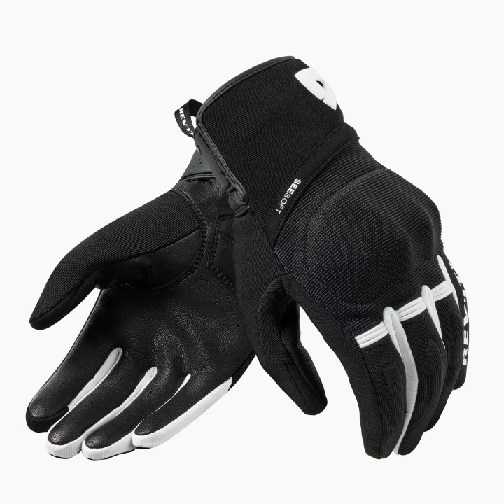 krótkie przewiewne rękawice motocyklowe REV'IT! Mosca 2 - black/white - krótkie rękawice motocyklowe
