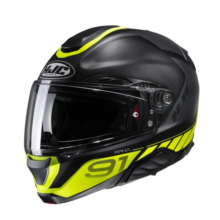 kask turystyczny szczękowy hjc rpha r-pha erfa 91 90 fluo żółty czarny motocyklowy