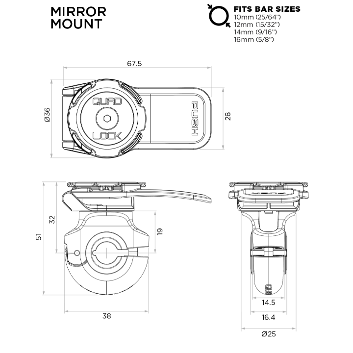 Quad Lock Mirror Mount - uchwyt na lusterko