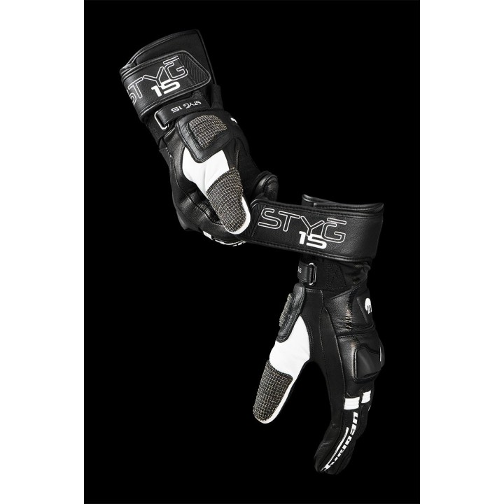 Furygan Styg 15 - black/white - sportowe rękawice motocyklowe