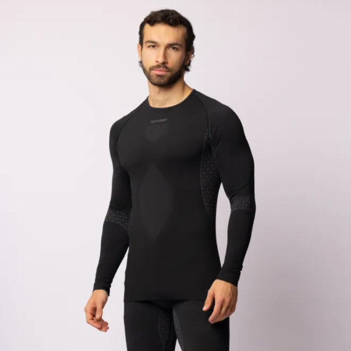 Spaio Breeze - black/grey - męska koszulka termoaktywna z długim rękawem