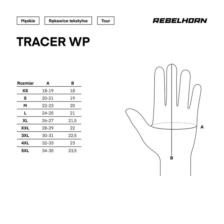 Rebelhorn  Tracer WP - Black - wodoodporne rękawice motocyklowe turystyczne