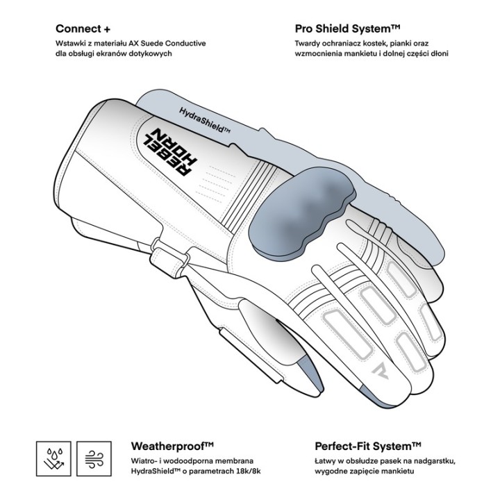 Rebelhorn  Tracer WP - Black - wodoodporne rękawice motocyklowe turystyczne