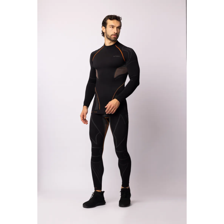 Spaio Extreme Pro - black/orange - męskie getry termoaktywne ocieplające