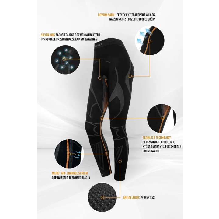 Spaio Extreme Pro Lady - black/orange - damskie getry termoaktywne ocieplające