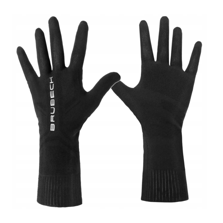 Brubeck Merino Gloves - black - ciepłe rękawiczki termoaktywne pod rękawice motocyklowe