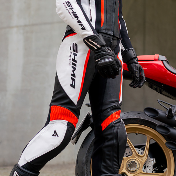 Shima Miura 2.0 - black/white/red - damskie spodnie skórzane motocyklowe
