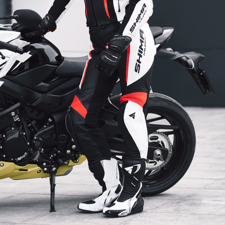 Shima Miura 2.0 - black/white/red - damskie spodnie skórzane motocyklowe