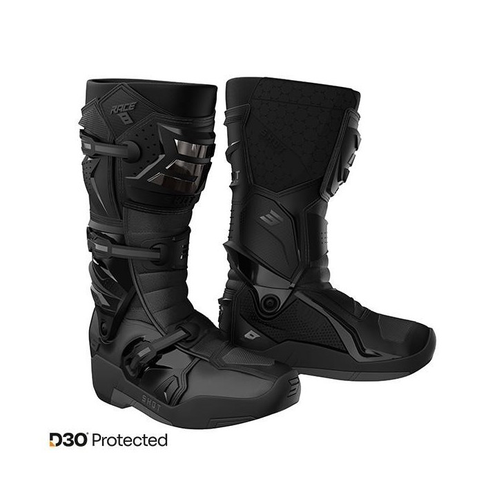 Shot Race 8 - black / chrome - buty crossowe, ATV, enduro, na quada