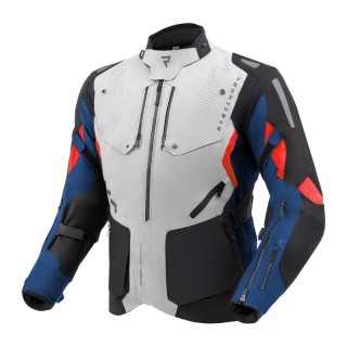 Kurtka motocyklowa turystyczna Rebelhorn Hiker IV 4 jasna biała szara niebieska czerwona