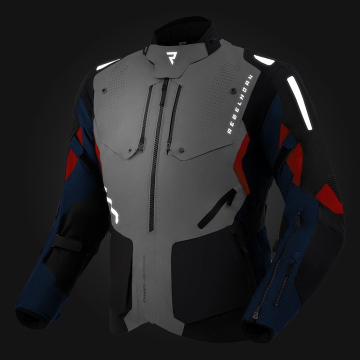 Rebelhorn Hiker IV - grey/blue/red - kurtka turystyczna motocyklowa