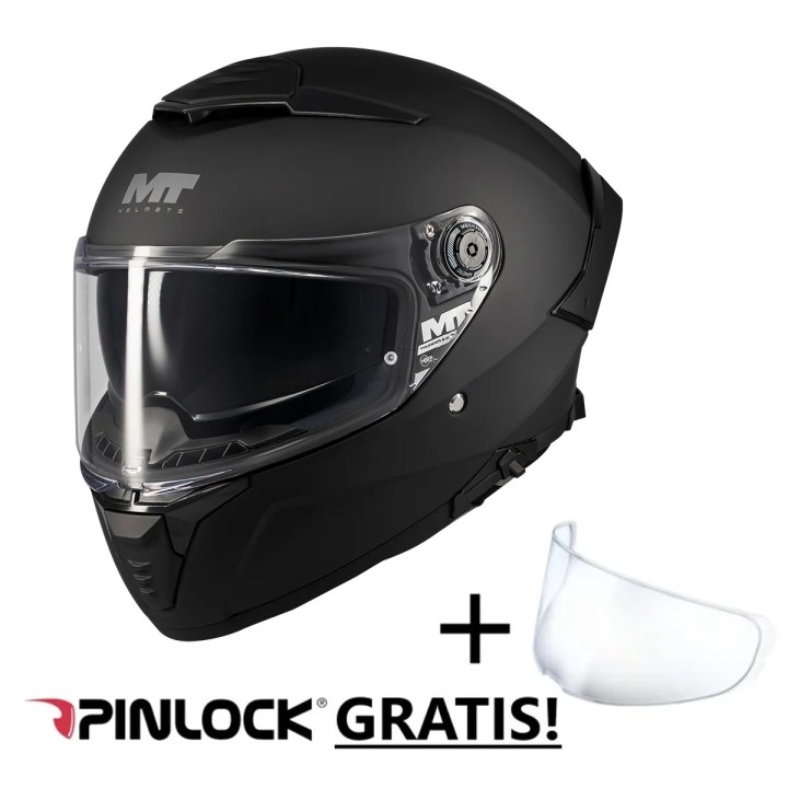 kask motocyklowy na moto MT Thunder 4 Pure SV czarny z blendą przeciwsłoneczną niedrogi wygodny