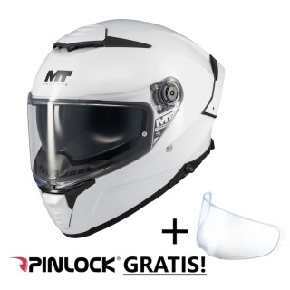 kask motocyklowy na moto MT Thunder 4 Pure SV biały z blendą przeciwsłoneczną niedrogi wygodny