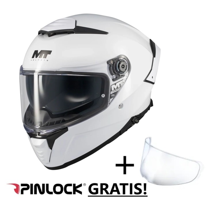 kask motocyklowy na moto MT Thunder 4 Pure SV biały z blendą przeciwsłoneczną niedrogi wygodny