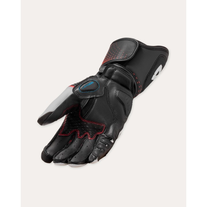 REV'IT! Xena 4 ladies - white / neon red - długie, damskie, sportowe rękawice motocyklowe