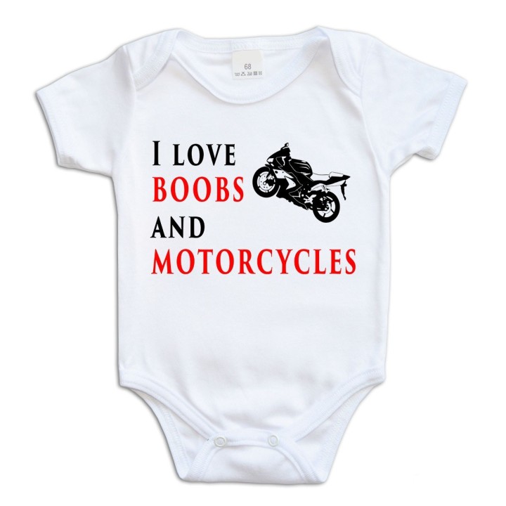 Body "I love boobs & motorcycles" rozmiar 74, krótki rękaw